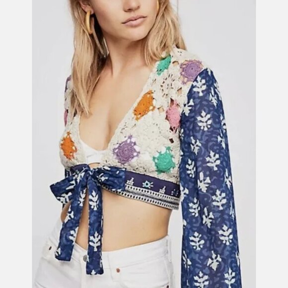 Free People Open Weave Crochet Crop Top - Picture 3 of 5